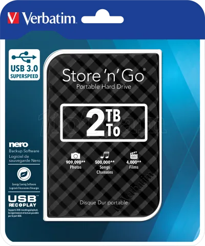 Photo de Disque Dur externe Verbatim Store'N'Go - 2To  (Noir)
