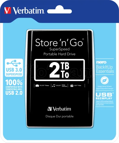 Photo de Disque Dur externe Verbatim Store'N'Go - 2To (Noir)