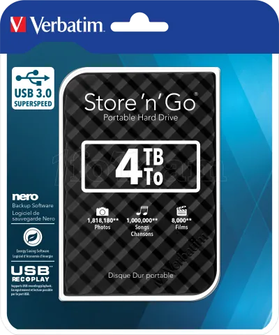 Photo de Disque Dur externe Verbatim Store'N'Go - 4To  (Noir)