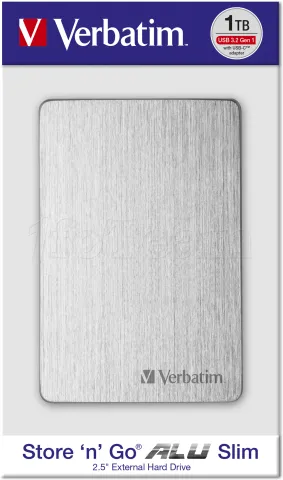 Photo de Disque dur externe Verbatim Store'N'Go Alu Slim - 1To (Argent)