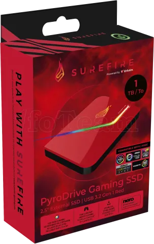 Photo de Disque Dur externe Verbatim SureFire PyroDrive RGB - 1To (Rouge)