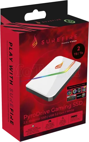 Photo de Disque Dur externe Verbatim SureFire PyroDrive RGB - 2To (Blanc)