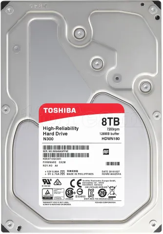 Photo de Disque Dur Toshiba N300 8To (8000 Go) S-ATA 3 (N300 8TB)