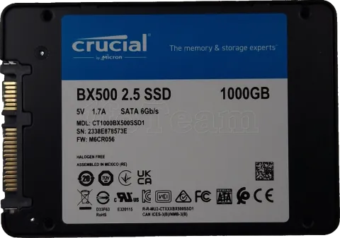 Photo de Disque SSD Crucial BX500 1To  - S-ATA 2,5" - SN 2338E878573E - ID 197809