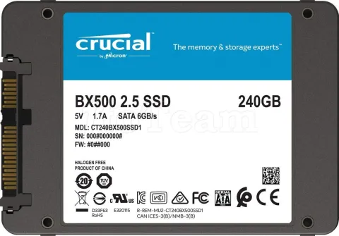 Photo de Disque SSD Crucial BX500 240Go - S-ATA 2,5" Version OEM