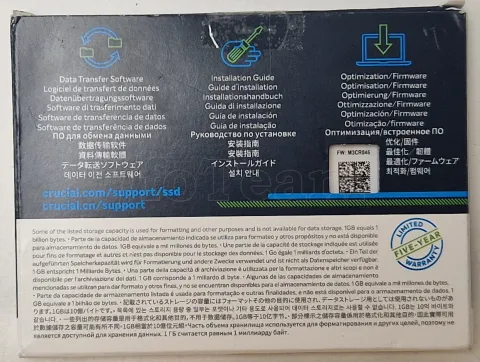Photo de Disque SSD Crucial MX500 4To  - S-ATA 2,5" - SN 2329E86160A5 - ID 201239