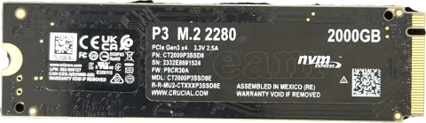 Photo de Disque SSD Crucial P3 2To  - NVMe M.2 Type 2280 - SN 2332E8691524 - ID 197798
