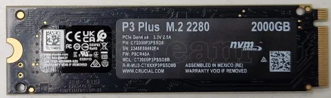 Photo de Disque SSD Crucial P3 Plus 2To  - NVMe M.2 Type 2280 - SN 2345E88492E4 - ID 203668