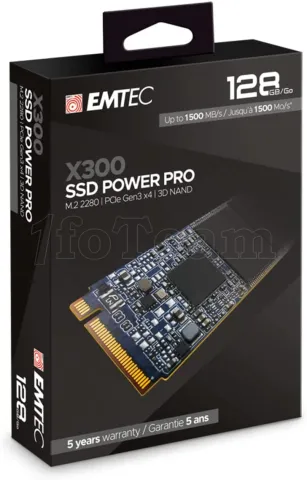 Photo de Disque SSD Emtec X300 Power Pro 128Go - NVMe M.2 Type 2280