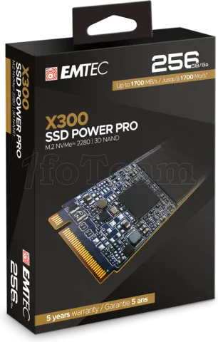 Photo de Disque SSD Emtec X300 Power Pro 256Go - NVMe M.2 Type 2280