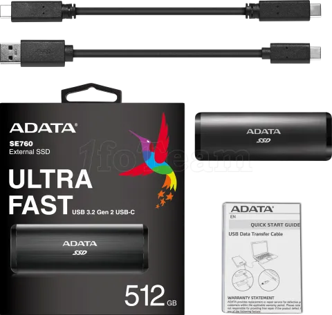 Photo de Disque SSD externe Adata SE760 - 512Go (Noir)