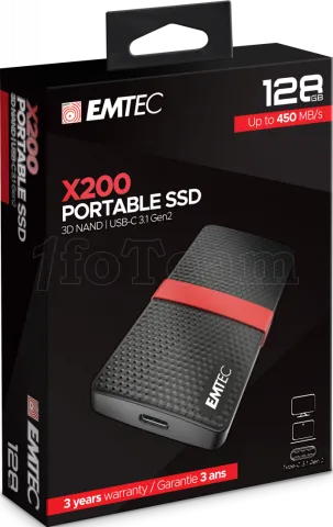 Photo de Disque SSD externe Emtec X200 - 128Go (Noir)