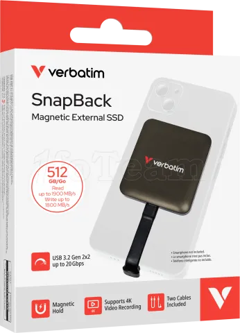 Photo de Disque SSD externe magnétique Verbatim SnapBack - 512Go (Noir)