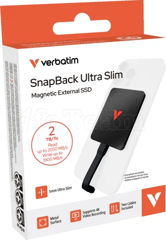 Photo de Disque SSD externe magnétique Verbatim SnapBack Ultra Slim - 2To (Noir)