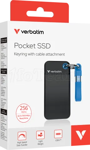 Photo de Disque SSD externe Verbatim Pocket - 256Go (Noir/Bleu)
