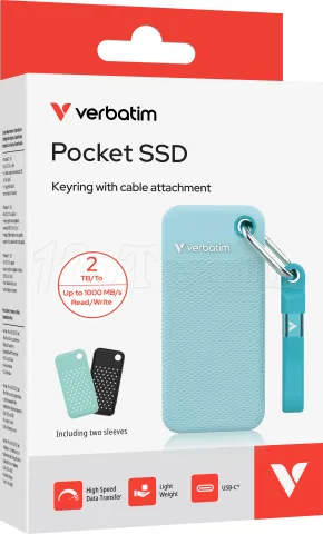 Photo de Disque SSD externe Verbatim Pocket SSD Couleur - 2To (Noir/Bleu)