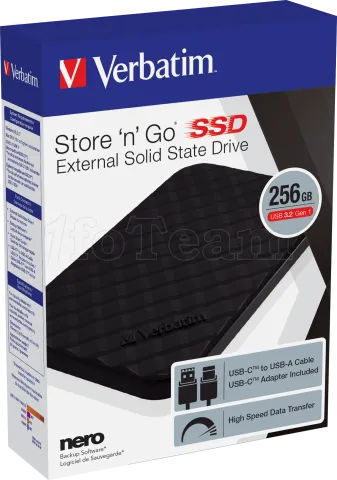 Photo de Disque SSD externe Verbatim Store'N'Go - 256Go (Noir)
