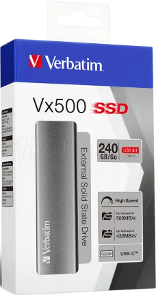Photo de Disque SSD externe Verbatim VX500 - 240Go (Gris)