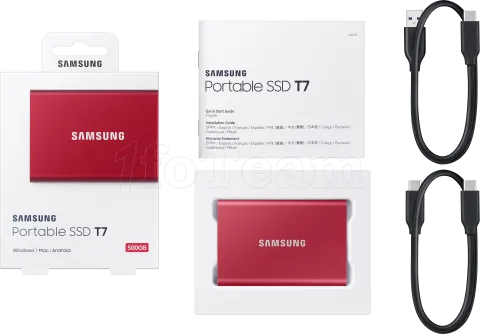 Photo de Disque SSD NVMe externe Samsung T7 - 500Go (Rouge)