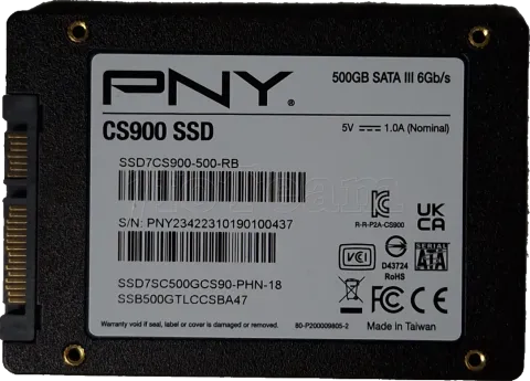 Photo de Disque SSD PNY CS900 500Go - S-ATA 2,5" - SN PNY23422310190100437 - ID 197235