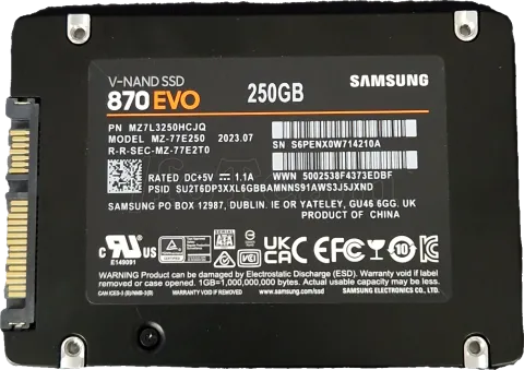 Photo de Disque SSD Samsung 870 Evo 250Go - S-ATA 2,5" - SN S6PENX0W714210 - ID 197231