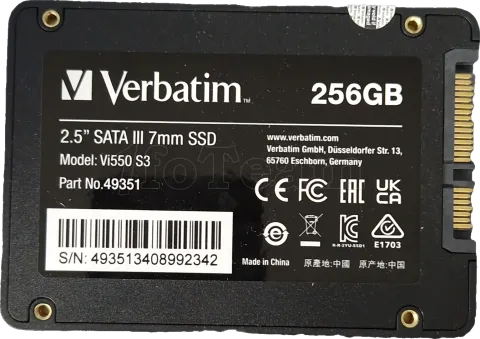 Photo de Disque SSD Verbatim Vi550 S3 256Go - S-ATA 2,5" - SN 493513408992342 - ID 197796