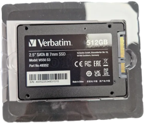 Photo de Disque SSD Verbatim Vi550 S3 512Go - S-ATA 2,5" - SN 493522534831010 - ID 191262