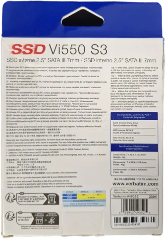 Photo de Disque SSD Verbatim Vi550 S3 512Go - S-ATA 2,5" - SN 493523224834106 - ID 194669