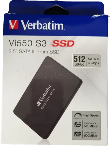 Photo de Disque SSD Verbatim Vi550 S3 512Go - S-ATA 2,5" - SN 4935234048300605 - ID 197791