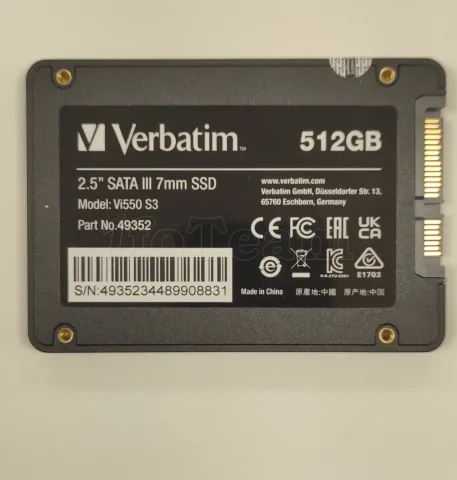Photo de Disque SSD Verbatim Vi550 S3 512Go - S-ATA 2,5" - SN 4935234489908831 - ID 203688