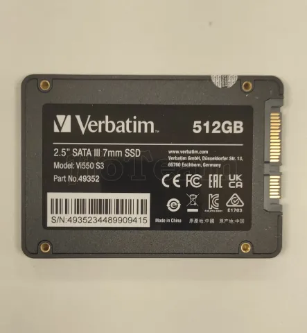 Photo de Disque SSD Verbatim Vi550 S3 512Go - S-ATA 2,5" - SN 4935234489909415 - ID 203691