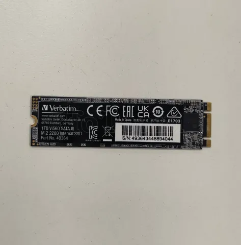 Photo de Disque SSD Verbatim Vi560 S3 1To  - S-ATA M.2 Type 2280 - SN 493643448894044 - ID 207293