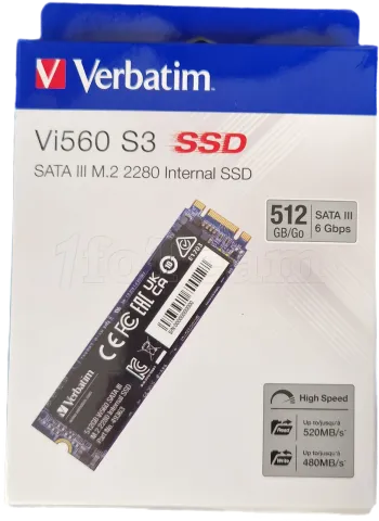 Photo de Disque SSD Verbatim Vi560 S3 512Go - S-ATA M.2 Type 2280 - SN 493633174832462 - ID 195735