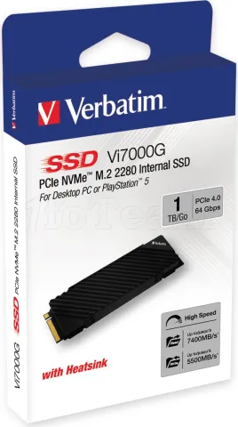 Photo de Disque SSD Verbatim Vi7000G 1To avec dissipateur  - NVMe M.2 Type 2280