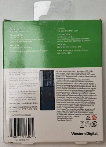 Photo de Disque SSD Western Digital Green SN350 2To  - NVMe M.2 Type 2280 - SN 22505X451306 - ID 201238
