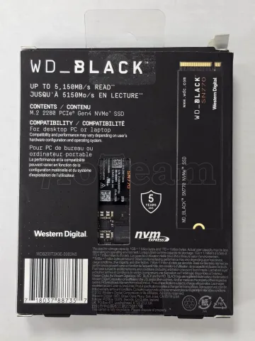 Photo de Disque SSD Western Digital WD_Black SN770 2To  - NVMe M.2 Type 2280 - SN 24302K800956 - ID 211353