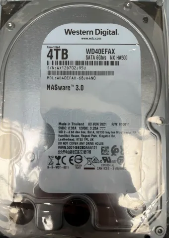 Photo de Disque WD40EFAX - WX12D702J95U -- Id : 170179