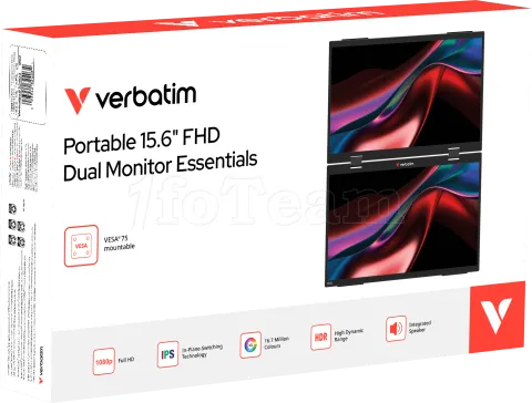 Photo de Double Ecran portable 15,6" Verbatim Dual Monitor Essentials Full HD (Noir)