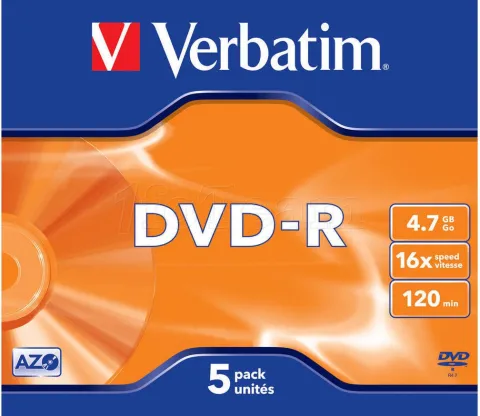 Photo de DVD-R Verbatim 4,7 Go (boite de 5)