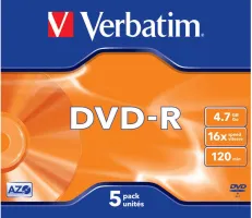 Photo de DVD-R Verbatim 4,7 Go (boite de 5)