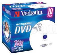 Photo de DVD-R Verbatim 4,7 Go Imprimable (Boite de 10)
