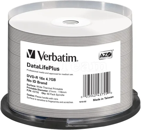 Photo de DVD-R Verbatim DataLifePlus 4.7Go (Spindle de 50)