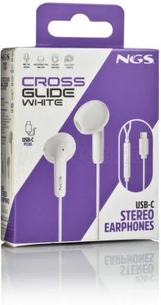 Photo de Ecouteur filaire avec micro NGS Cross Glide USB-C (Blanc)