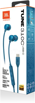 Photo de Ecouteurs filaires JBL Tune 310C USB-C (Bleu)