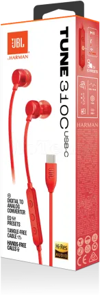 Photo de Ecouteurs filaires JBL Tune 310C USB-C (Rouge)