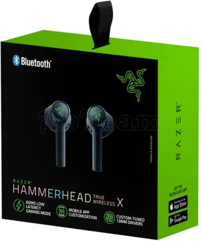 Photo de Ecouteurs sans fil Bluetooth Razer Hammerhead True Wireless X RGB (Noir)