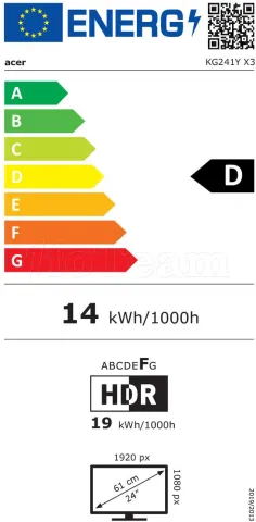 Photo de Ecran 24" Acer KG241Y X3bip Full HD 200Hz (Noir)