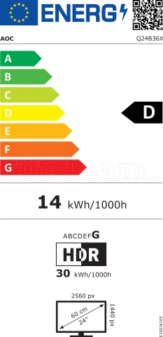 Photo de Ecran 24" AOC Basic B3 Q24B36X Quad HD 144Hz (Noir)