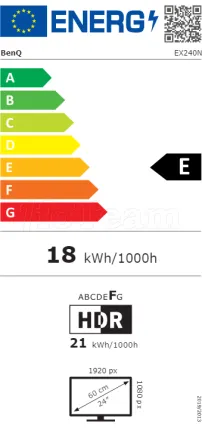 Photo de Ecran 24" BenQ Mobiuz EX240N Full HD 165Hz (Noir)