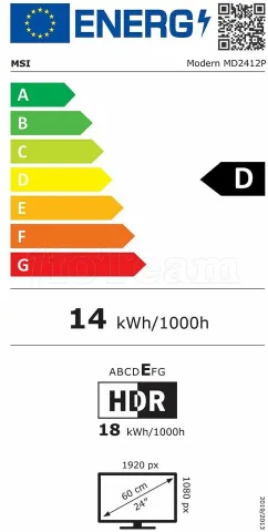 Photo de Ecran 24" MSI Modern MD2412P Full HD 100Hz (Noir)